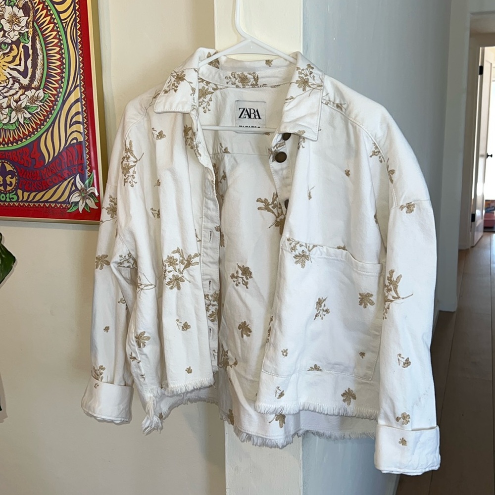 ZARA white denim jacket